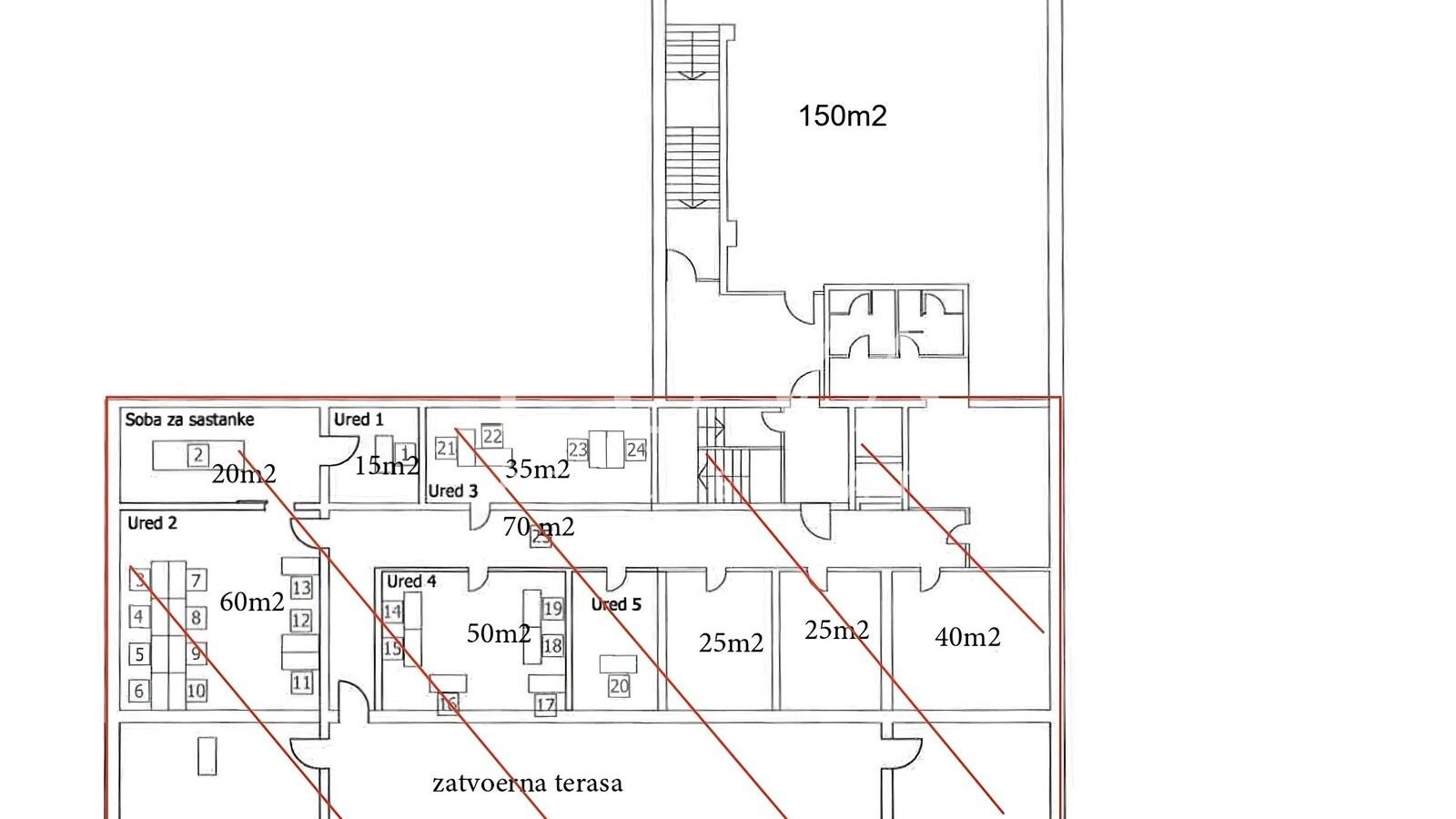 Zagreb Kamenarka Bürofläche 150 m2 zur Miete