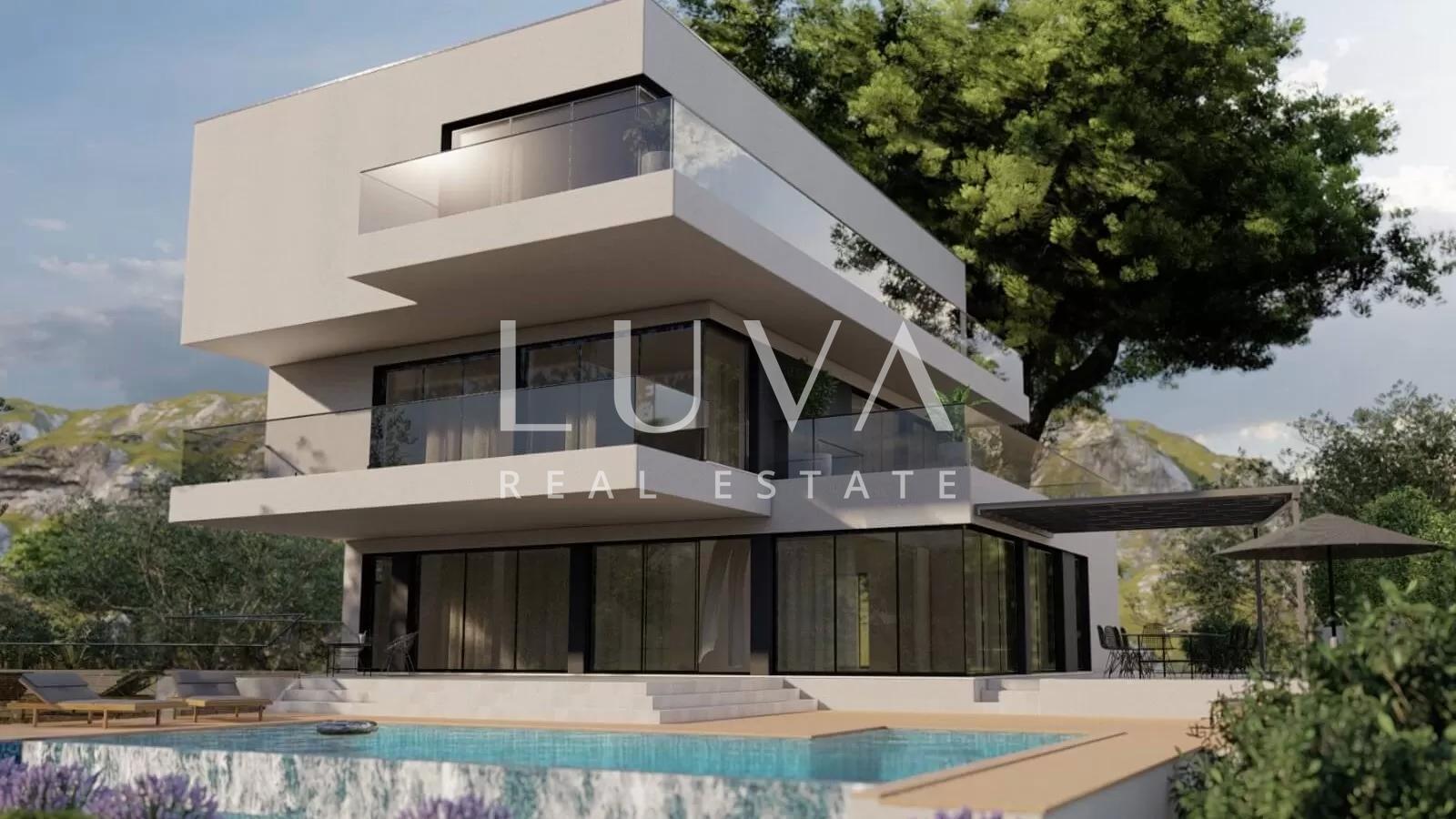 Rogoznica, Grundstück mit Projekt zum Bau einer Luxusvilla und Baugenehmigung