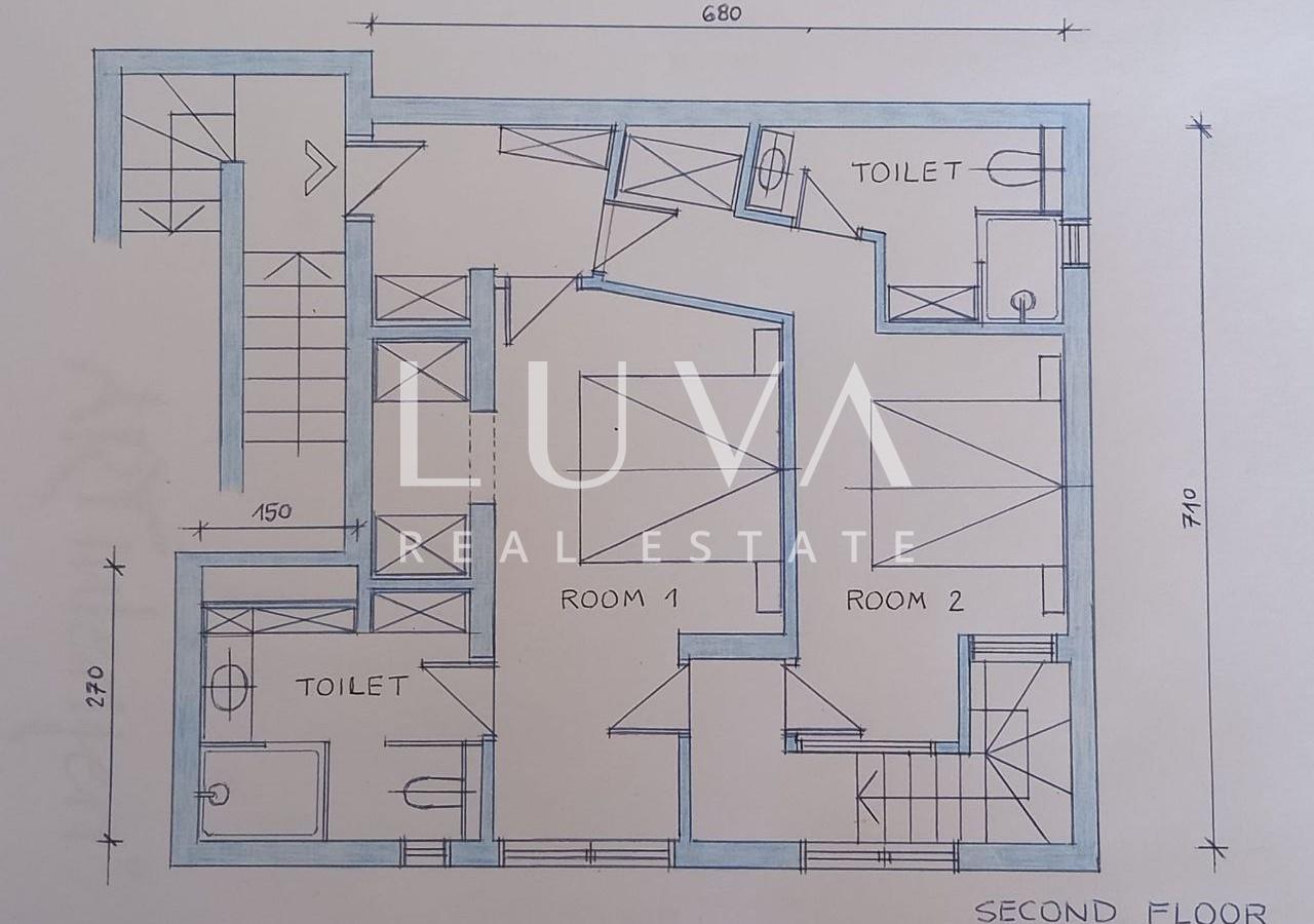 Omiš, Stanići, seafront house with pool for sale