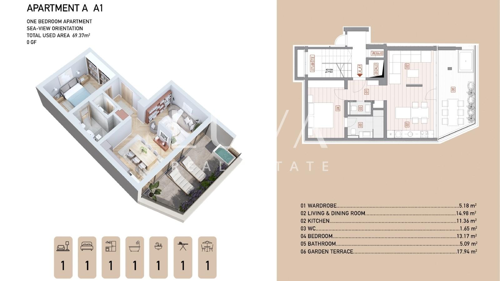 Opatija Luxusapartment A1 mit Meerblick zu verkaufen