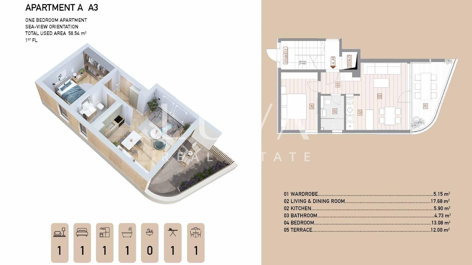 Opatija Luxusapartment building A A3 mit Meerblick zu verkaufen