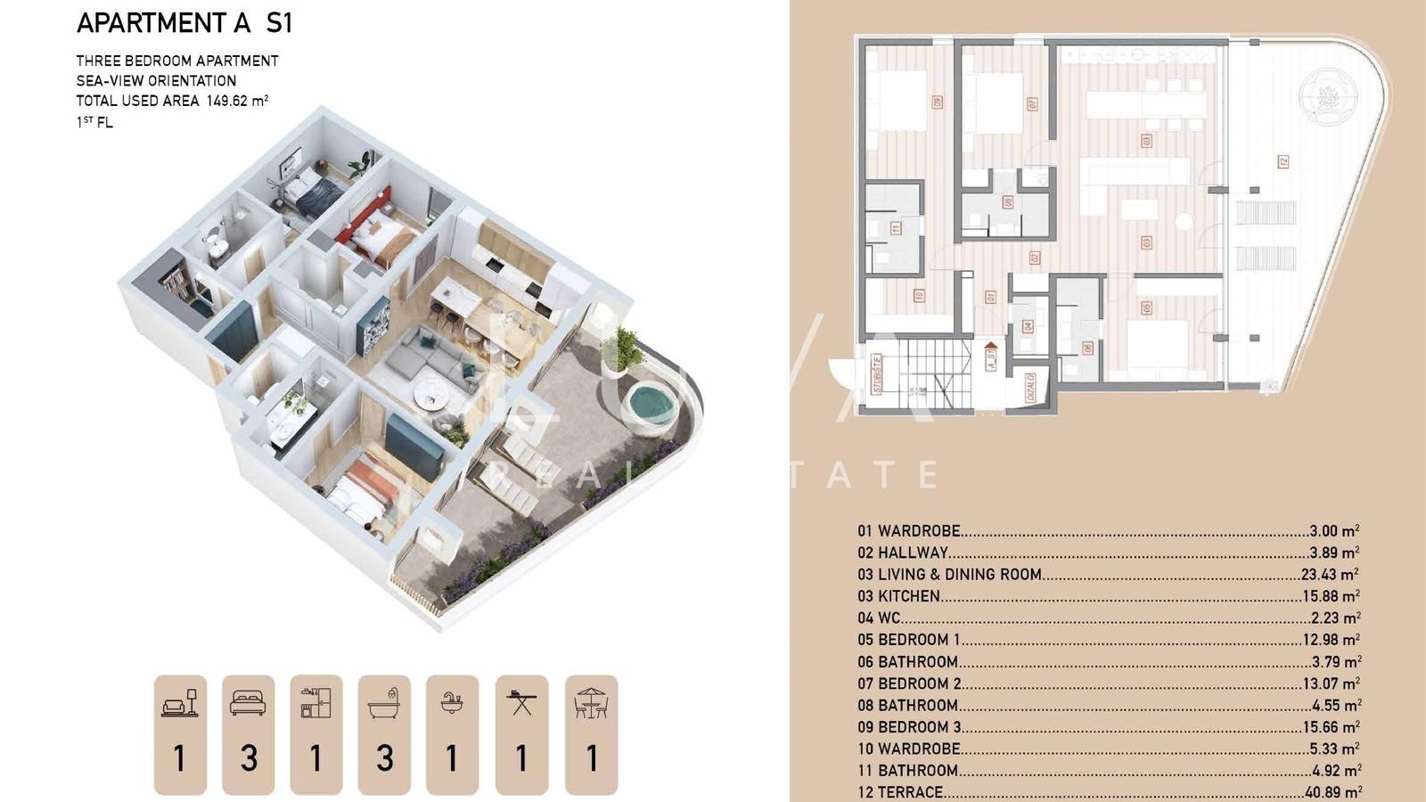 Opatija, luxury apartment with a view, building A apartment S1, for sale