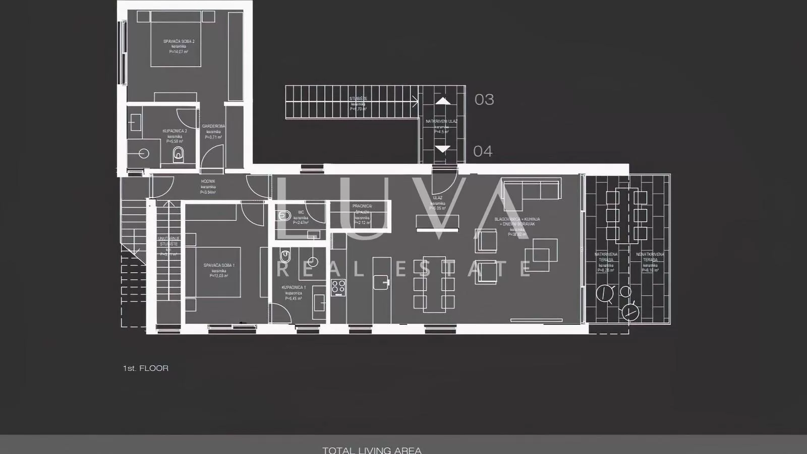 Ugljan, luksuzni penthouse s jacuzijem, prvi red do mora NKP 109,49 m2