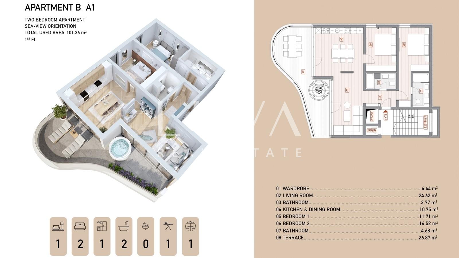 Opatija, Luxury Apartment with a View, Building B Apartment A1, For Sale