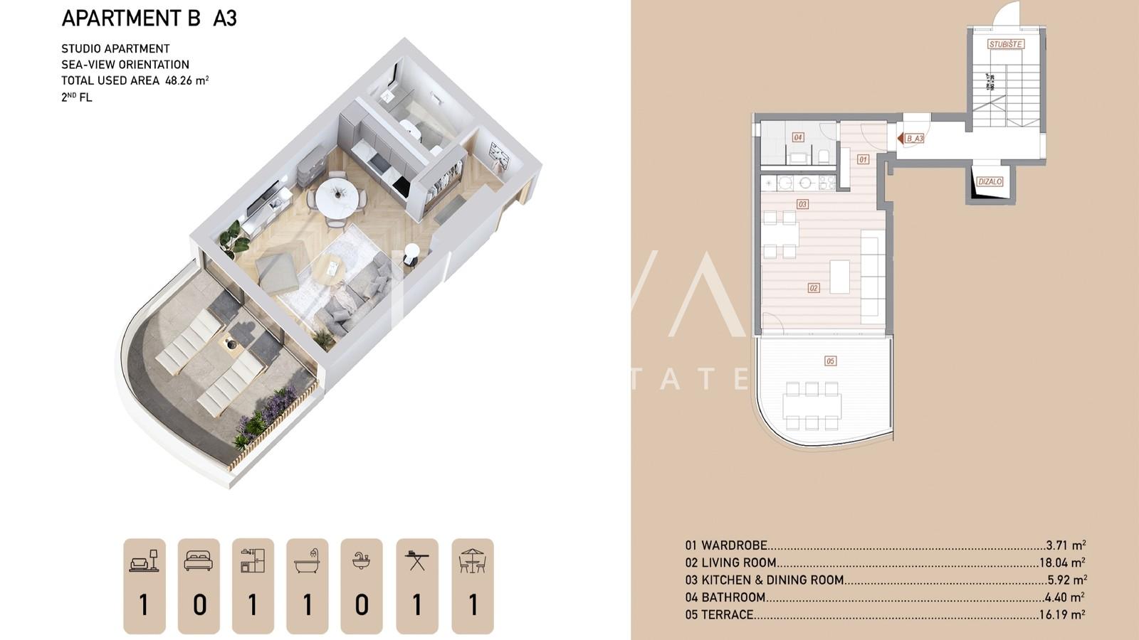 Opatija Luxusapartment building B A3 mit Meerblick zu verkaufen
