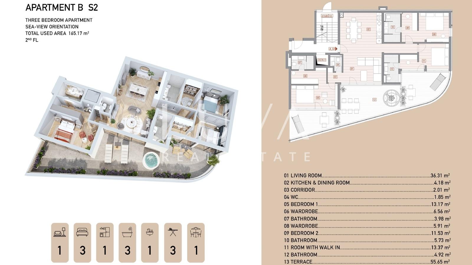 Opatija, Luxuswohnung mit Ausblick, Gebäude B, Whg. S2