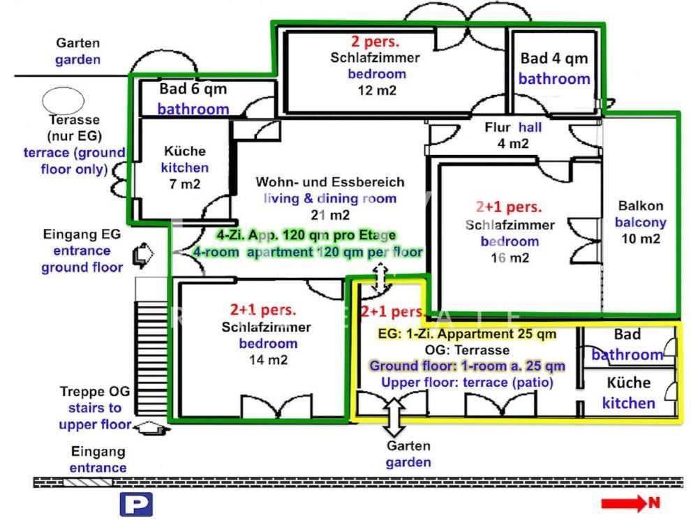 Brač, Supetar, three-storey building, established tourist property with sea view