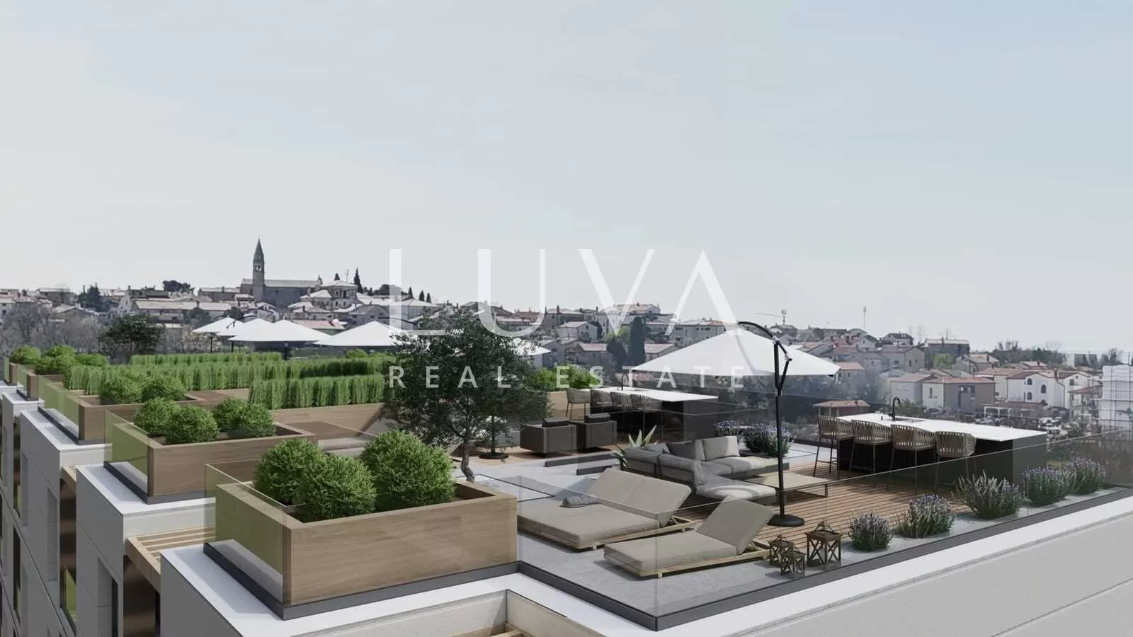 Istra, Tar, moderni trosoban stan s krovnom terasom u novogradnji, 69 m2