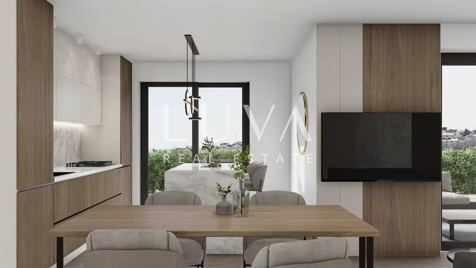 Istria, Tar, modern three-room ground floor apartment with garden in a new building, 57 m2