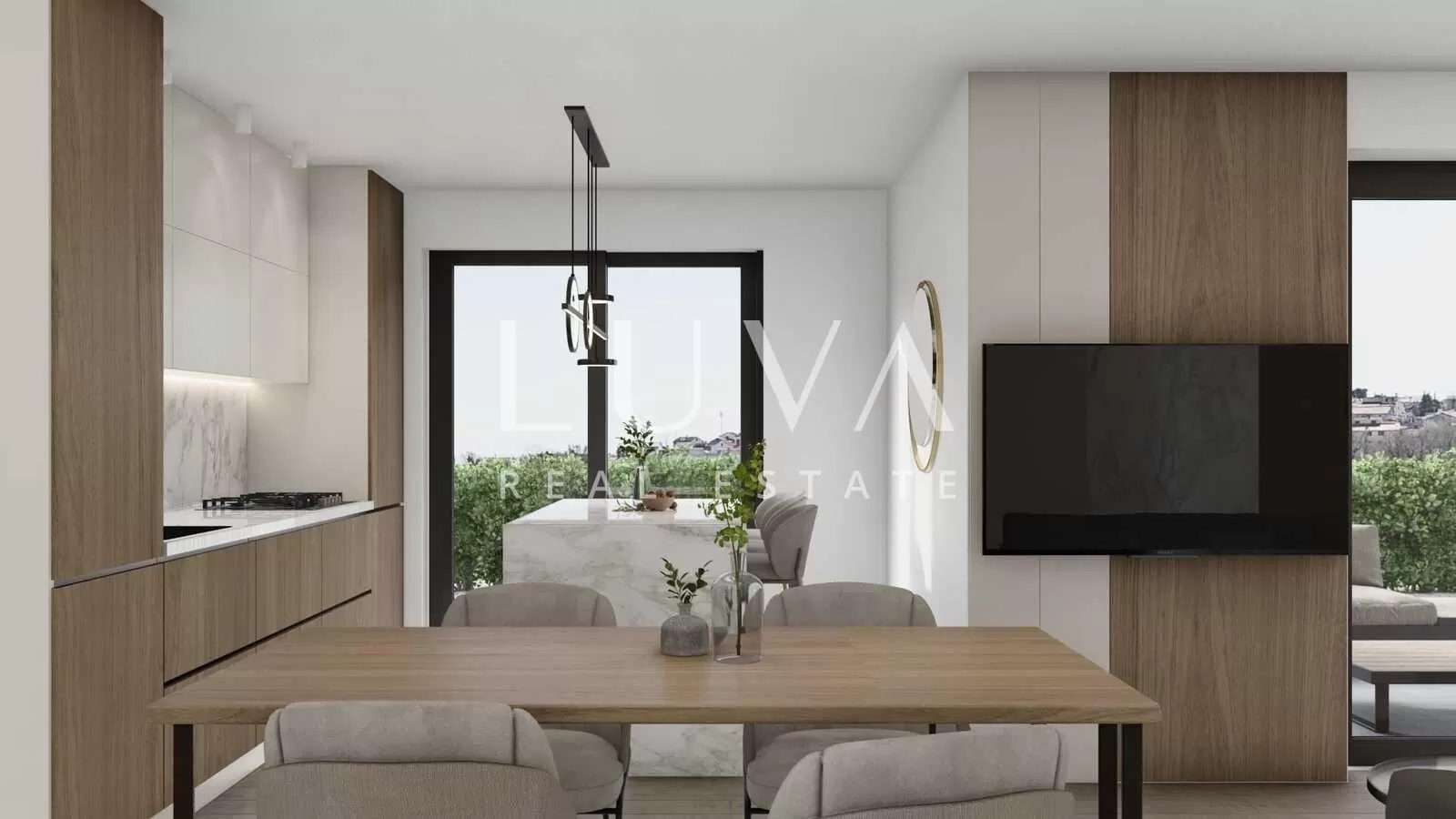 Istra, Tar, moderni trosoban stan s krovnom terasom u novogradnji, 69 m2