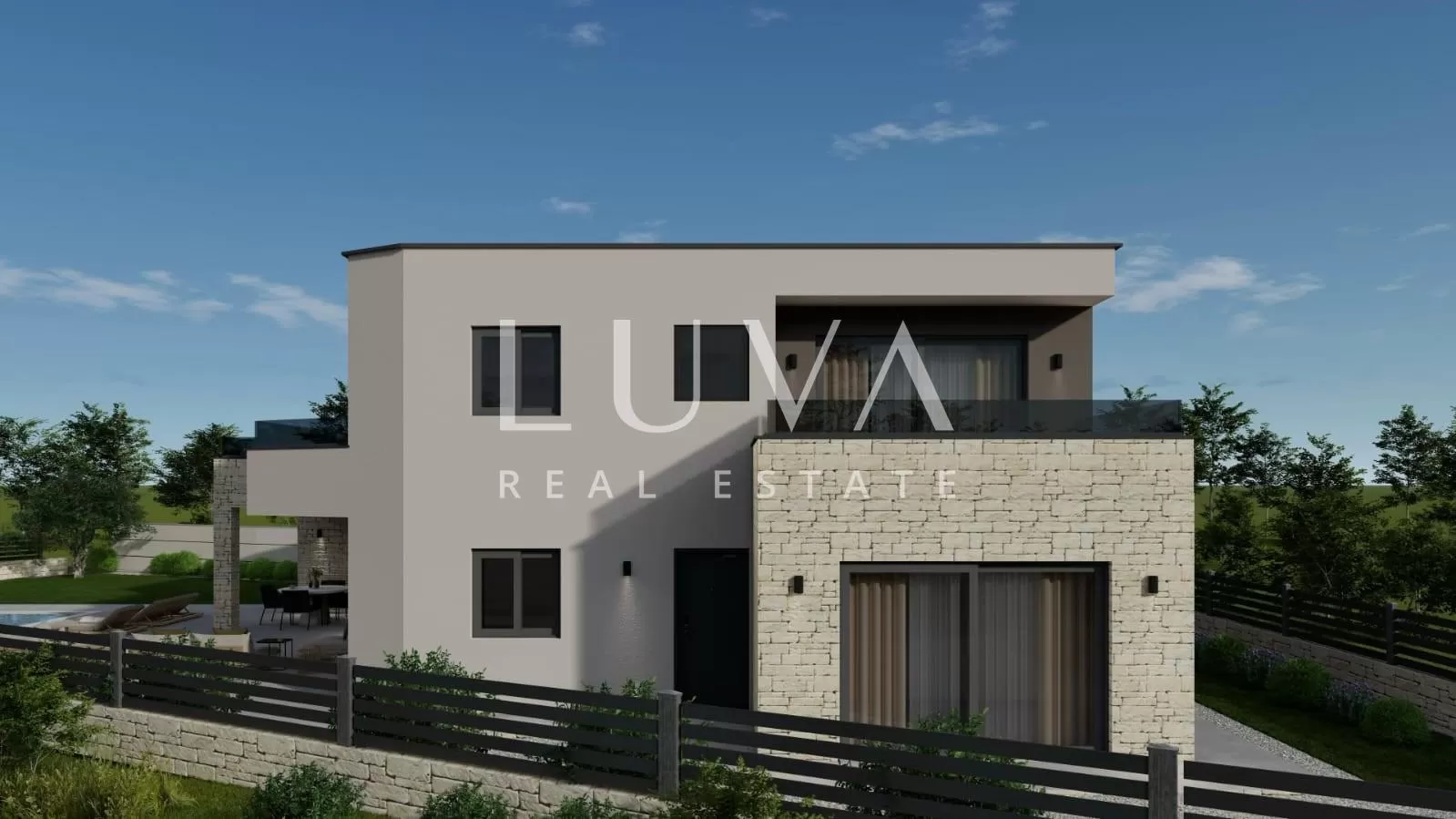 Istria, Tinjan, modern villa with pool under construction, 235 m2
