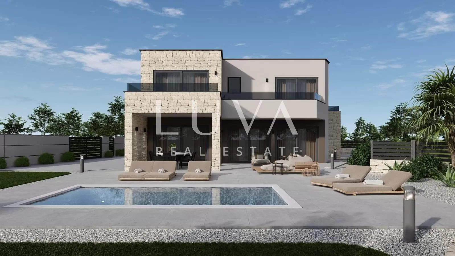 Istria, Tinjan, modern villa with pool under construction, 235 m2