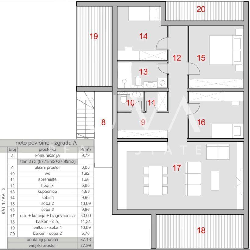 Kaštel Stari, 3-Bedroom Apartment with 3 balconies and sea view in a new development