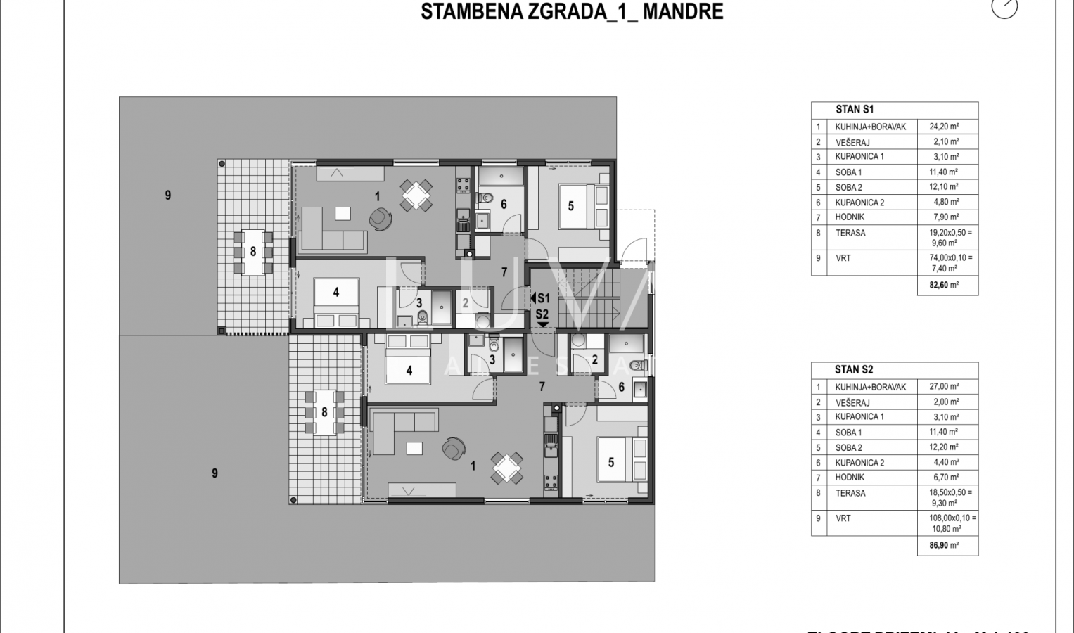 Otok Pag, Mandre, prizemni apartman s privatnim vrtom, 84 m²