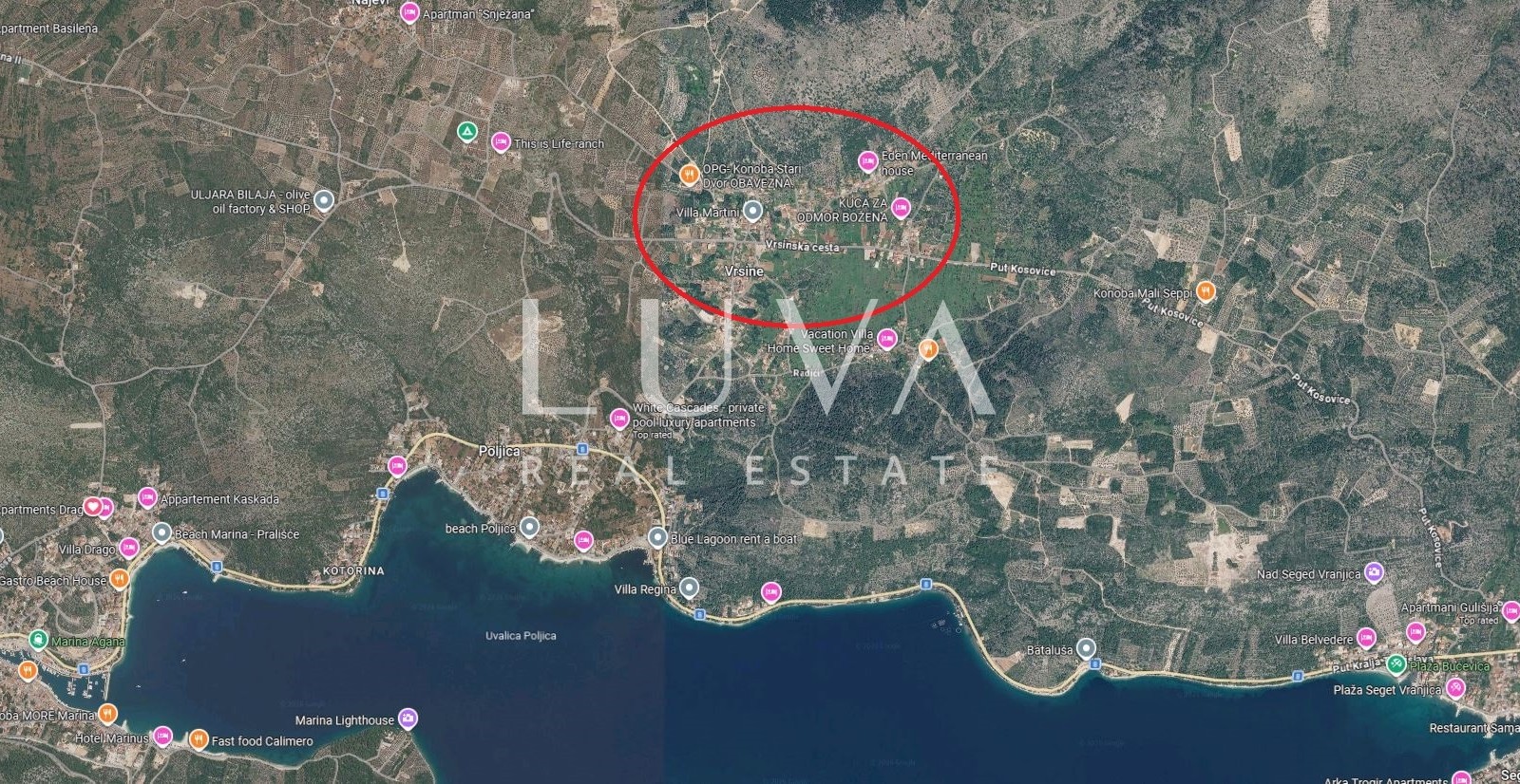 Marina, Vrsine, building plot with building permit, 1,247 m² for sale