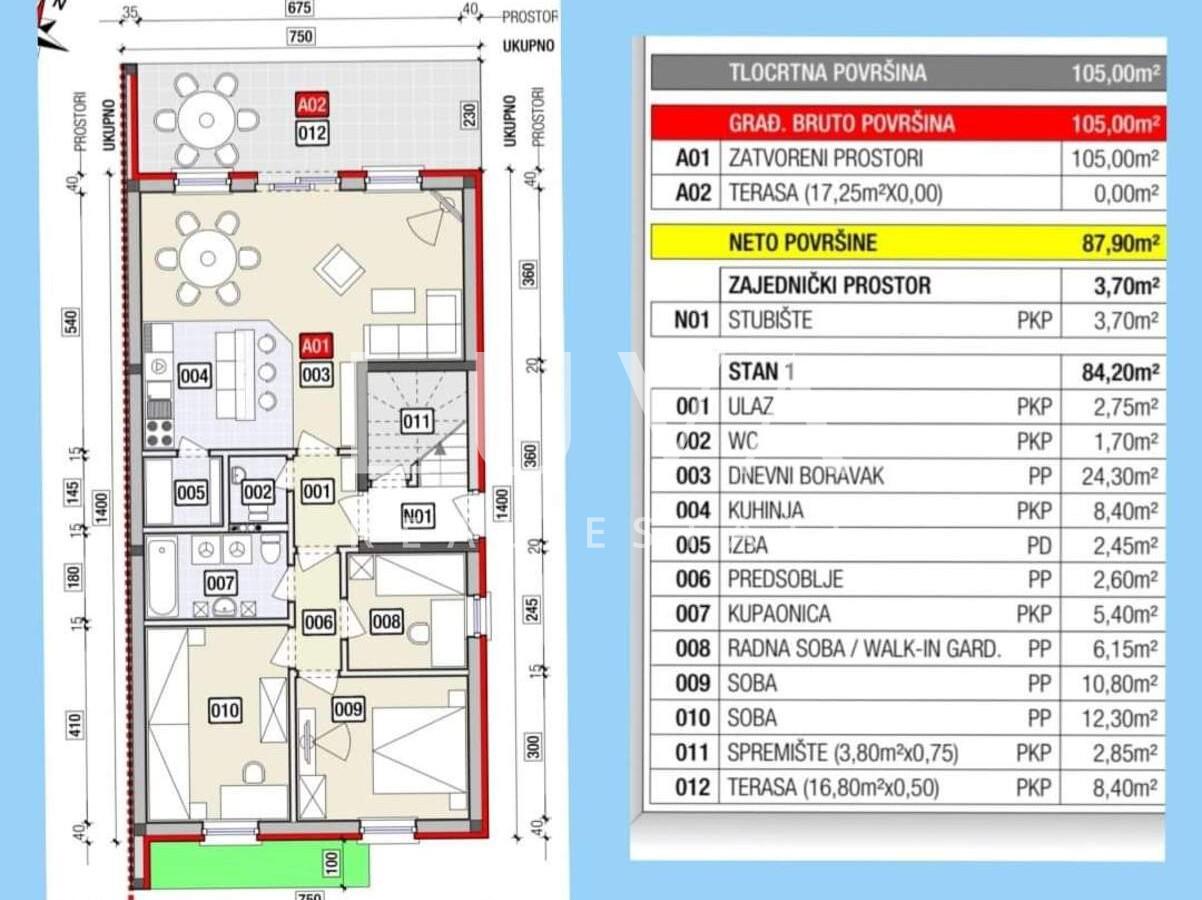 Samobor, 4-room apartment, 84m2, with a terrace and parking, sale