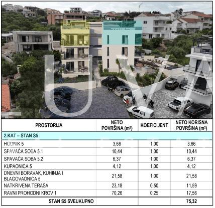 Čiovo, Trogir, luksuzni penthouse 75 m2 uz more na prodaju