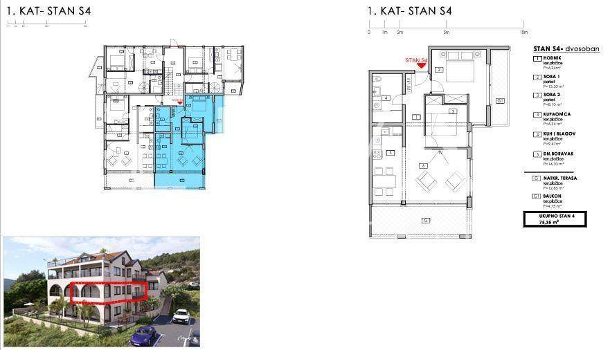 Marina, Trogir, apartment 75 m² near the sea for sale