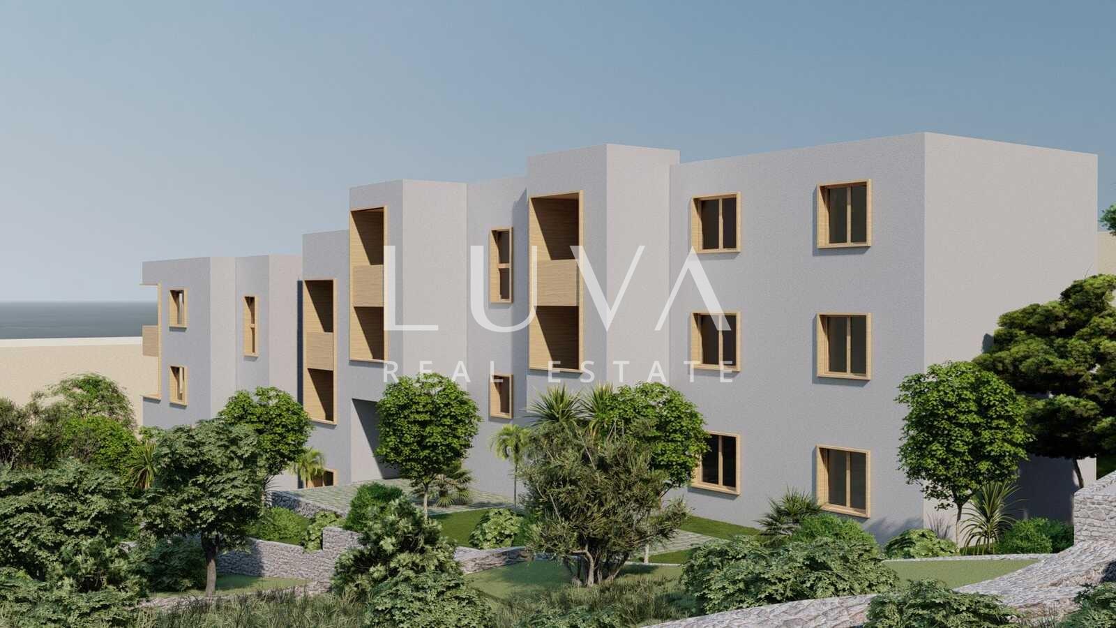 Trogir, Slatine, stan 65m2 u novogradnji s pogledom na more na prodaju