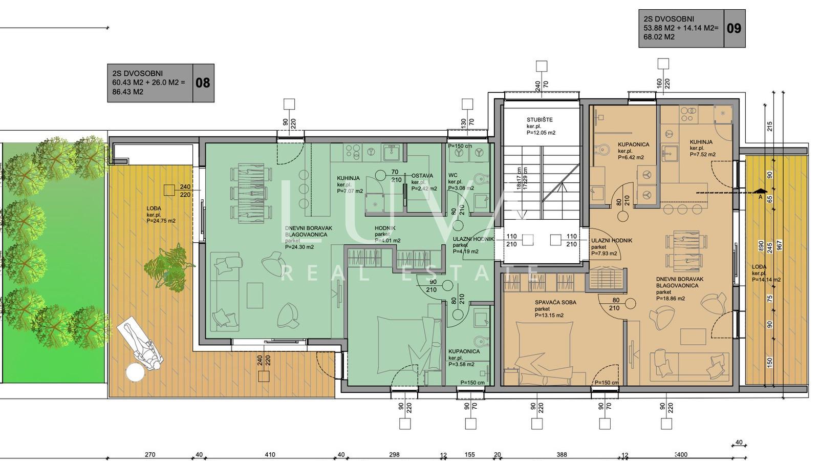 Karlovačka,  Duga Resa, dvosoban stan u modernoj novogradnji na 2. katu, 68 m²