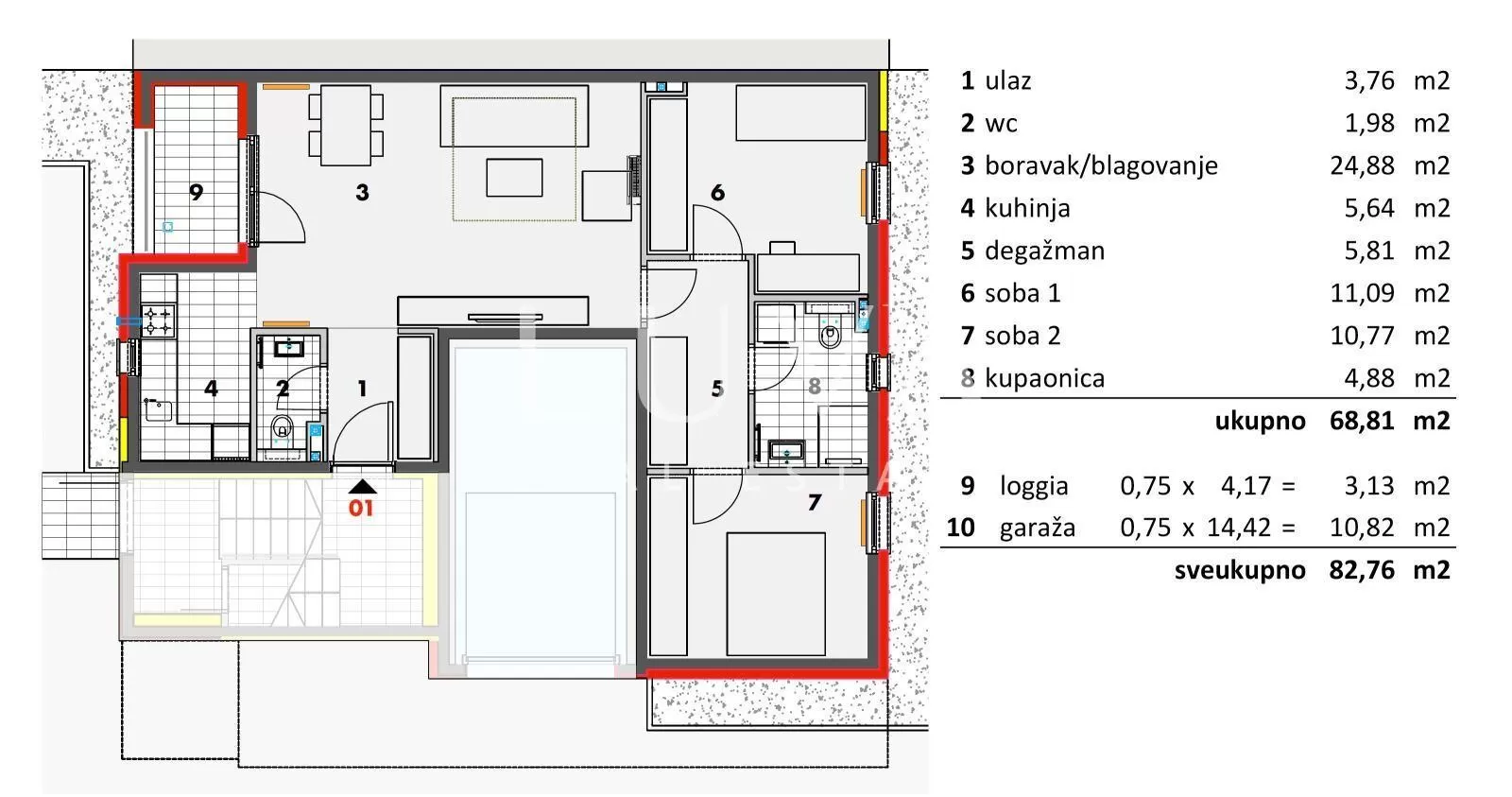 Zagreb, Dugave, Dreizimmerwohnung, 83m2, Verkauf | LUVA