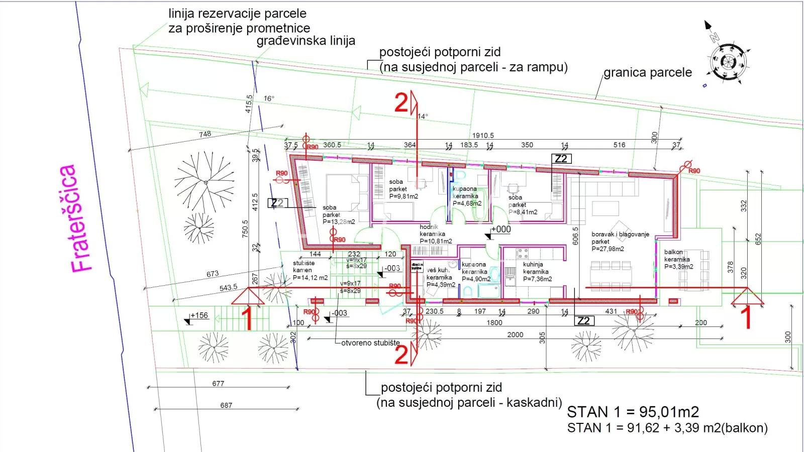 Zagreb, Fraterščica – Neubau 4-Zimmer-Wohnung + 2 Außenstellplätze + 1 Garagenstellplatz, 108 m²