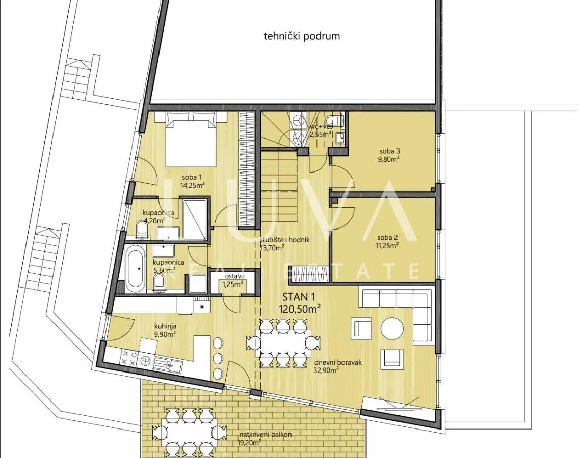 Remete, Luxuriöse 4-Zimmer-Wohnung, 140m2 + 2 Stellplätze zu vermieten