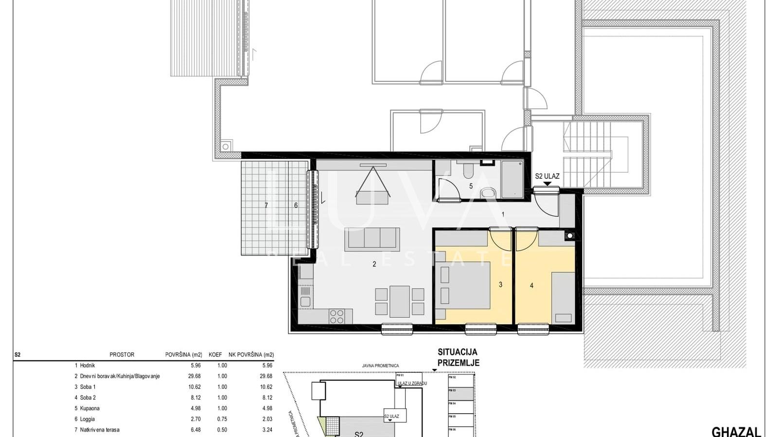 Pag, Mandre, ekskluzivna novogradnja prvi red do mora, NKP 68,89 m2, stan S2