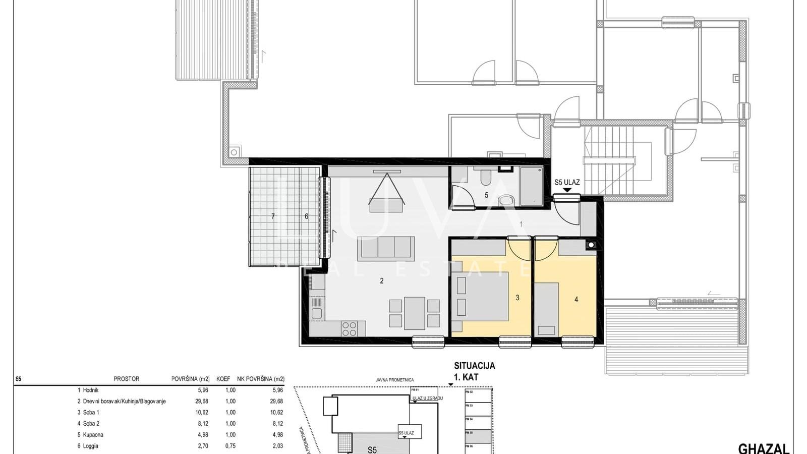 Pag, Mandre, luksuzna novogradnja prvi red do mora, NKP 64,63 m2, stan S5