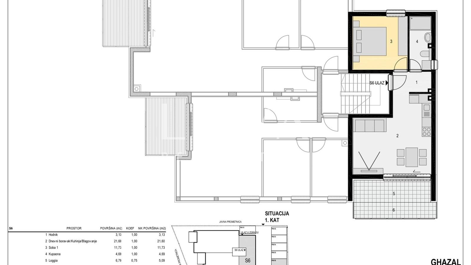 Pag, Mandre, luksuzna novogradnja prvi red do mora, NKP 48,84 m2, stan S6