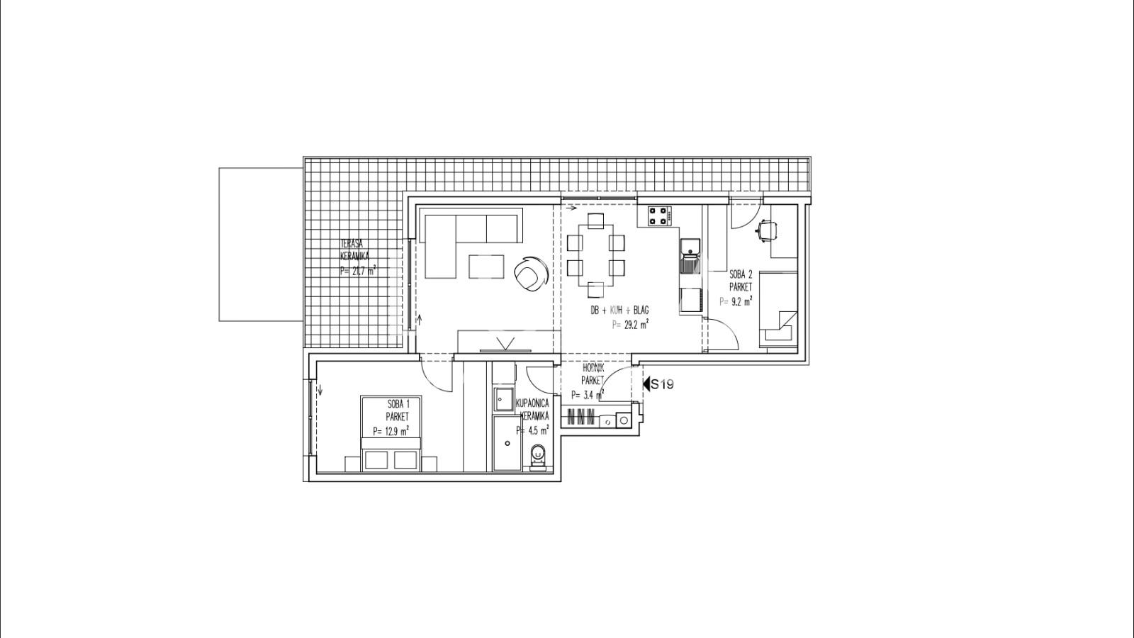 Brezovica, new build, 3-room apartment NKP 65  m² for sale, S19