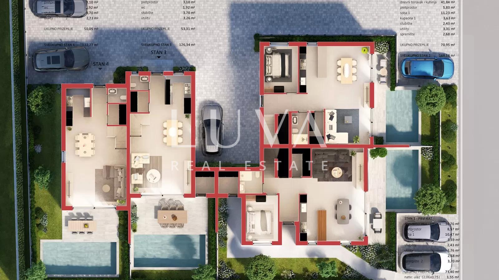 Istria, Poreč, Modern Terraced House with Pool, 122.27 m²