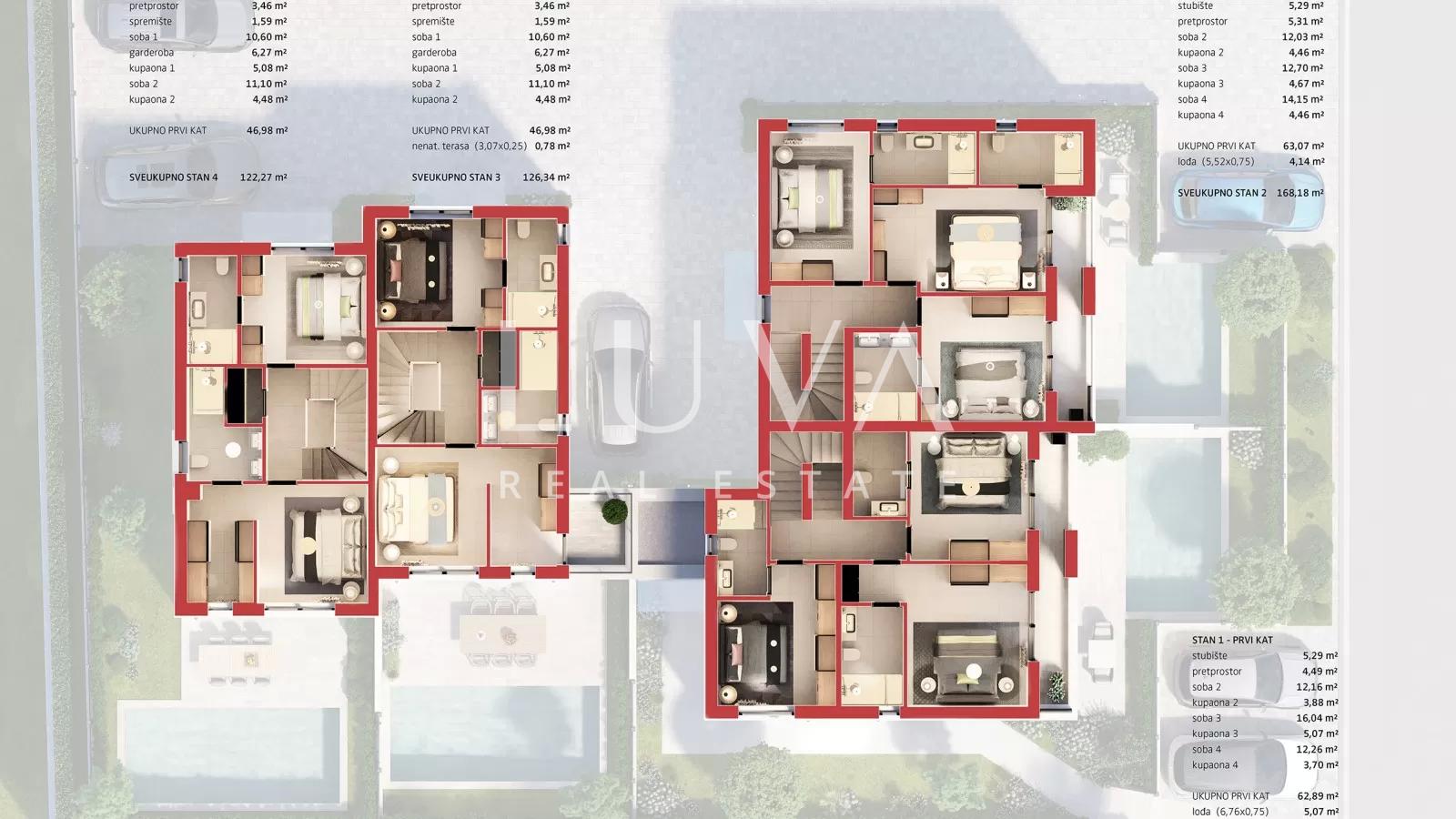 Istria, Poreč, Modern Terraced House with Pool, 122.27 m²