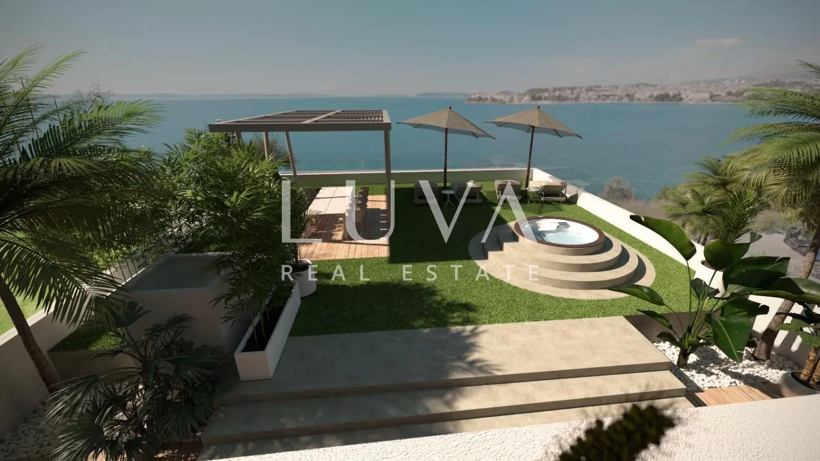 Split, Podstrana, luxuriöse Maisonette-Wohnung mit großer Terrasse am Meer zu verkaufen