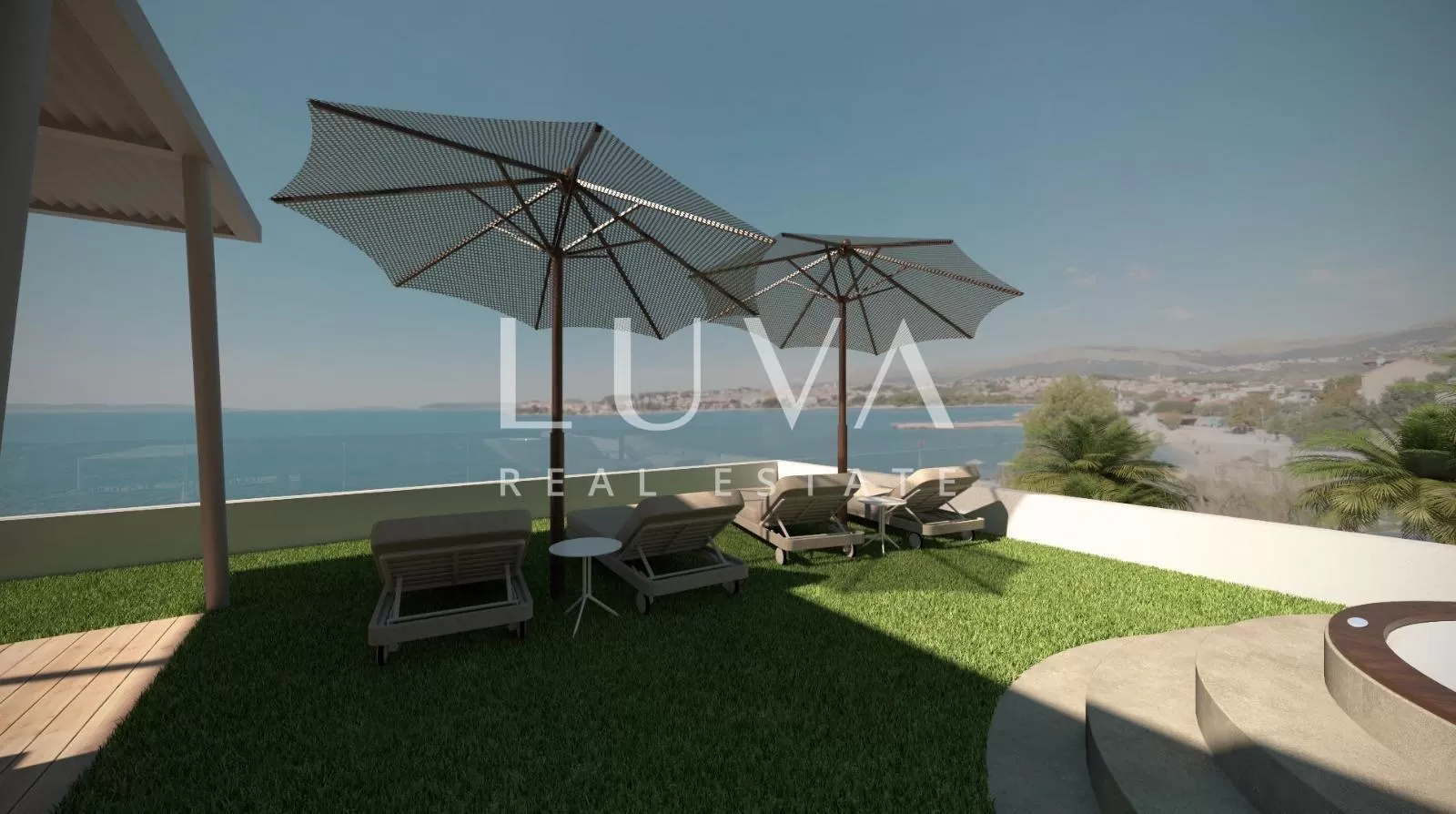 Split, Podstrana, luxuriöse Maisonette-Wohnung mit großer Terrasse am Meer zu verkaufen