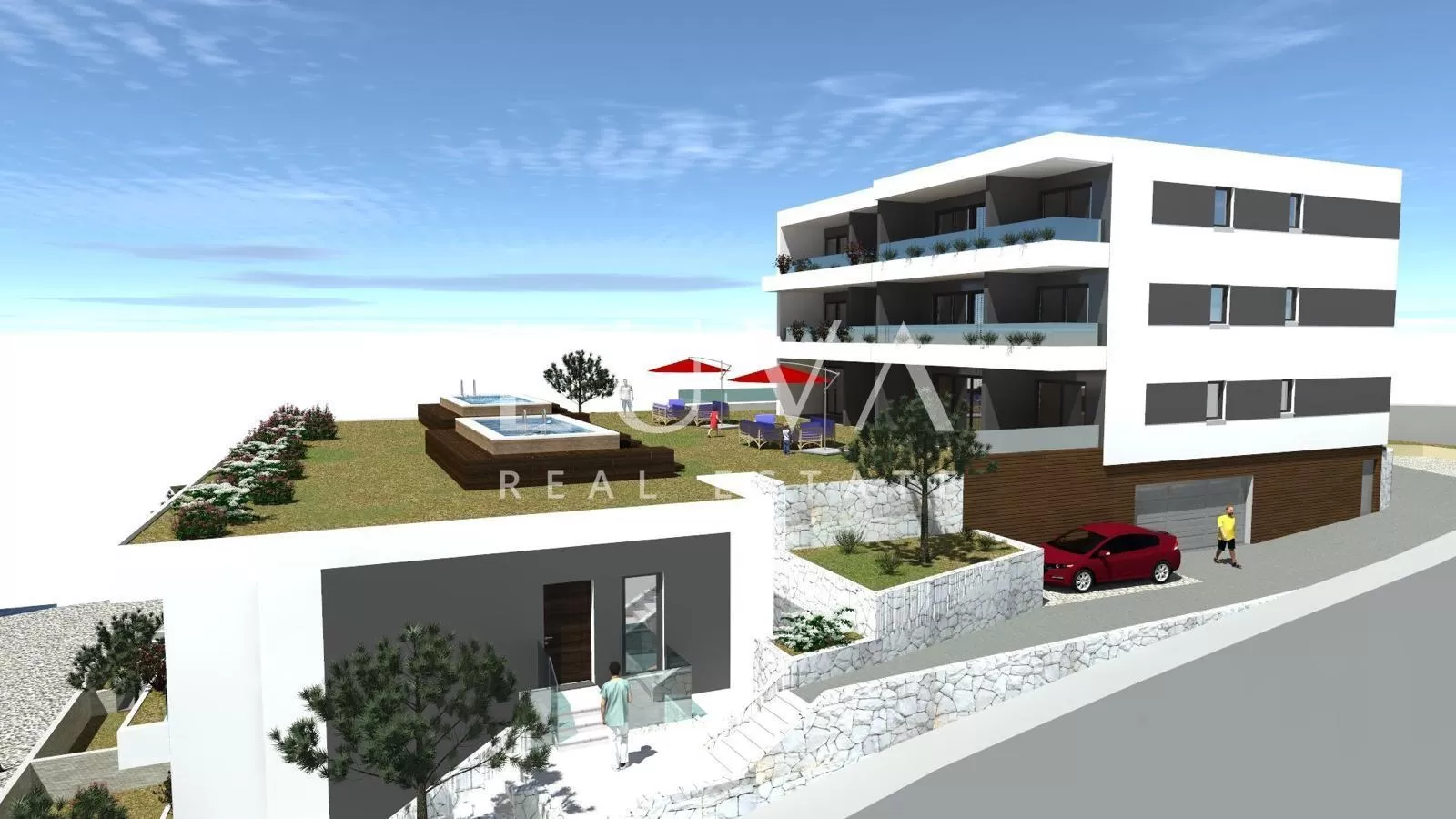 Split, Podstrana, luxuriöse Maisonette-Wohnung mit großer Terrasse am Meer zu verkaufen