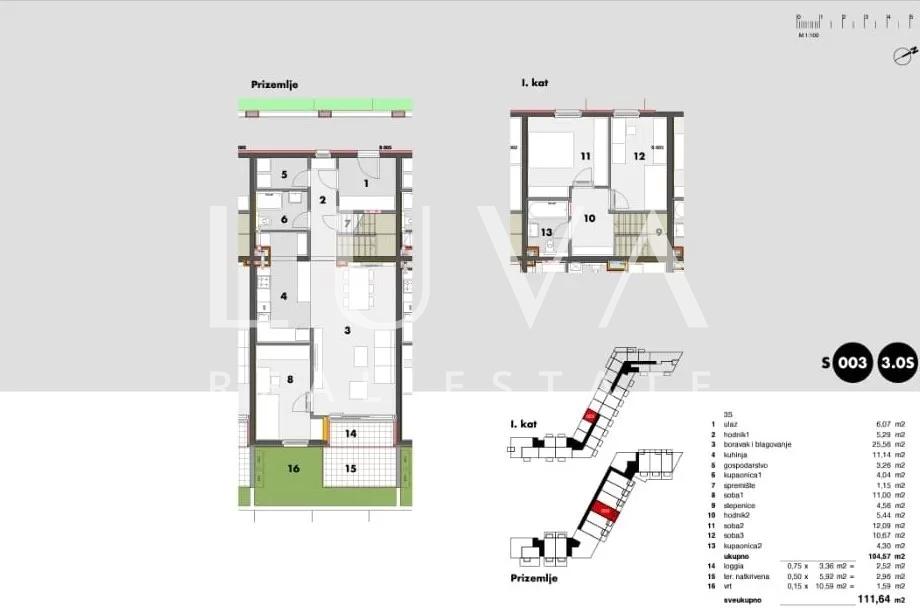 Split, Žnjan, Neubau, Maisonettewohnung 112 m² + Garage, Garten
