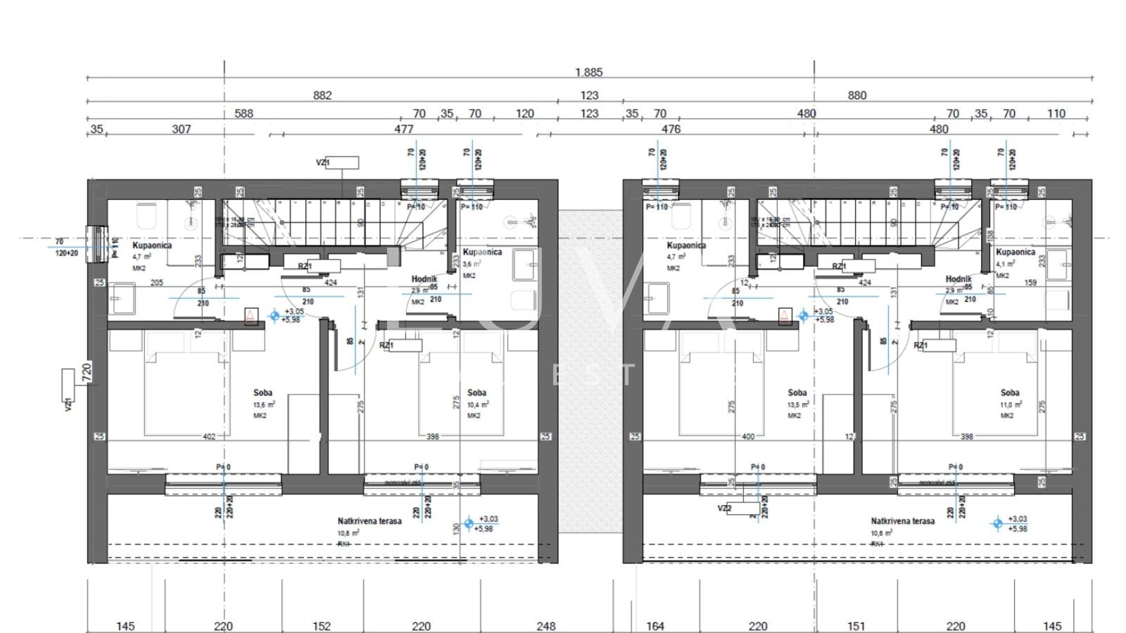 Istria, Poreč, modern house under construction with sea view, 100 m2