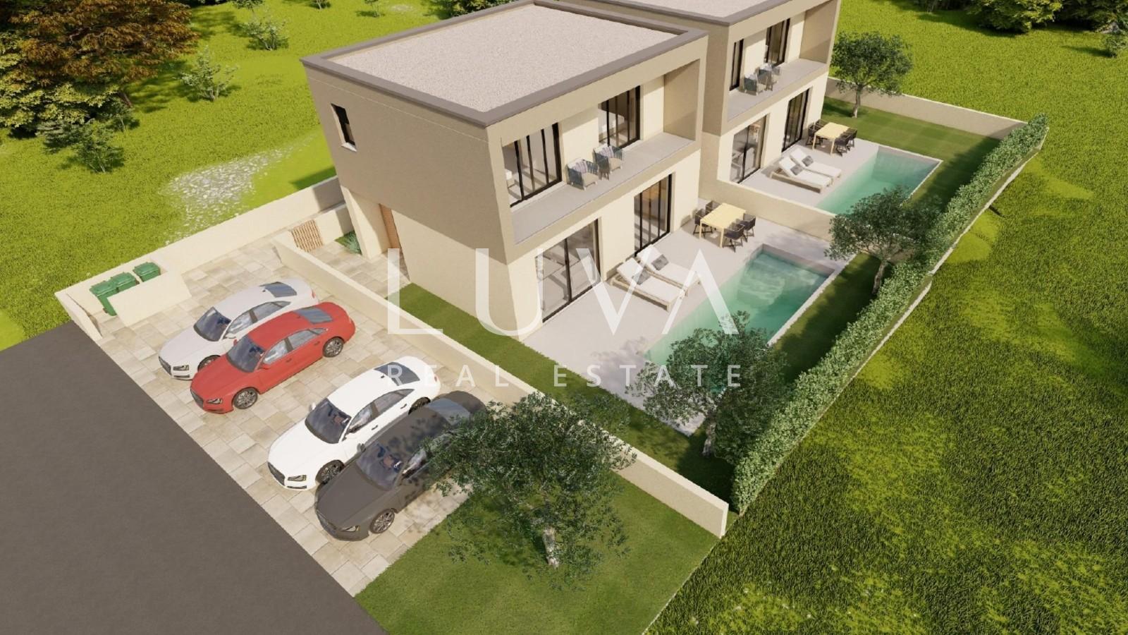 Istria, Poreč, modern house under construction with sea view, 100 m2