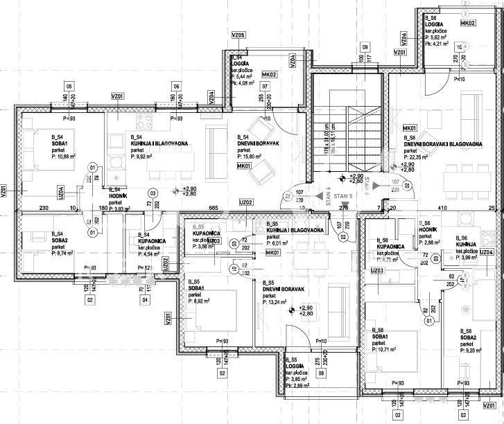 Trogir, Slatine, stan S6 62m2 u novogradnji s pogledom na more na prodaju