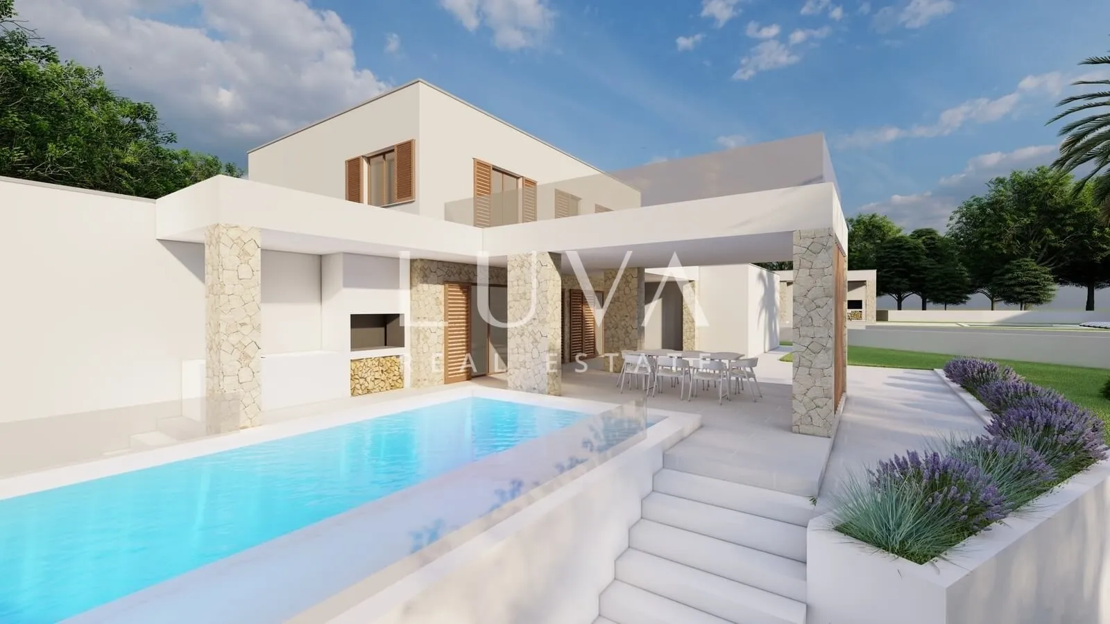 Vir, large building plot with construction started on 2 luxury villas