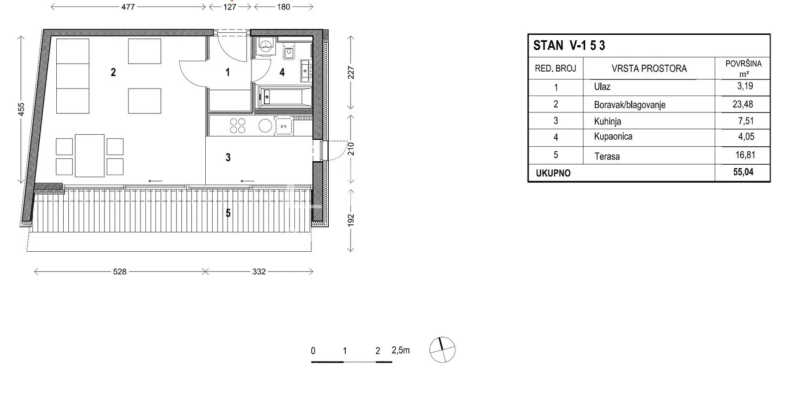 Ban centar, studio apartman, terasa i garaža na prodaju