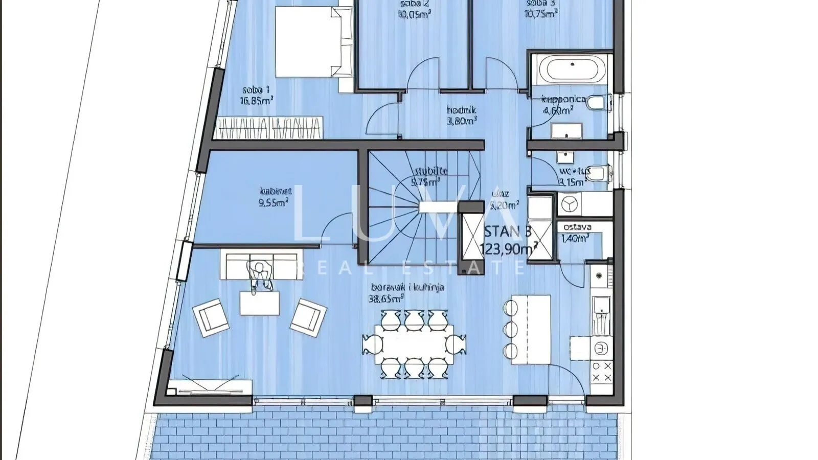 Remete, luksuzan 4s penthouse 165m2 + 2VPM za najam