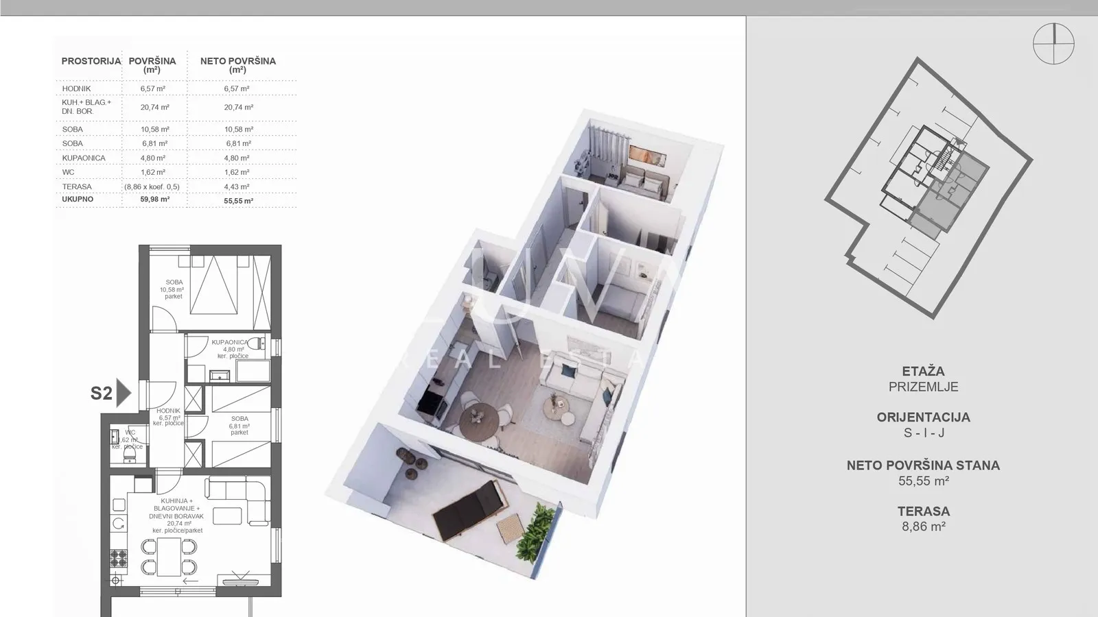 Pakoštane, luxury new build, 3-room apartment S2, for sale