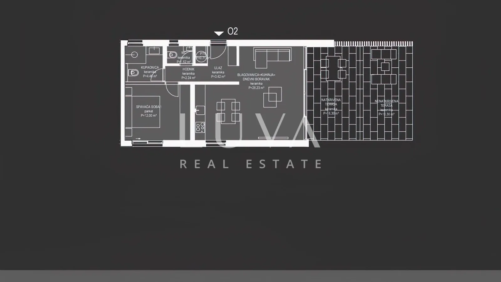 Ugljan, luksuzni apartman s vrtom, prvi red do mora NKP 52,58 m2