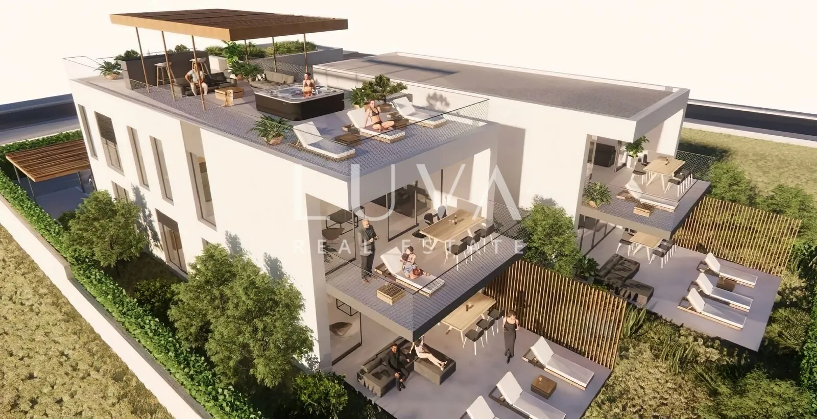 Ugljan, luksuzni apartman s vrtom prvi red do mora NKP 68,18 m2
