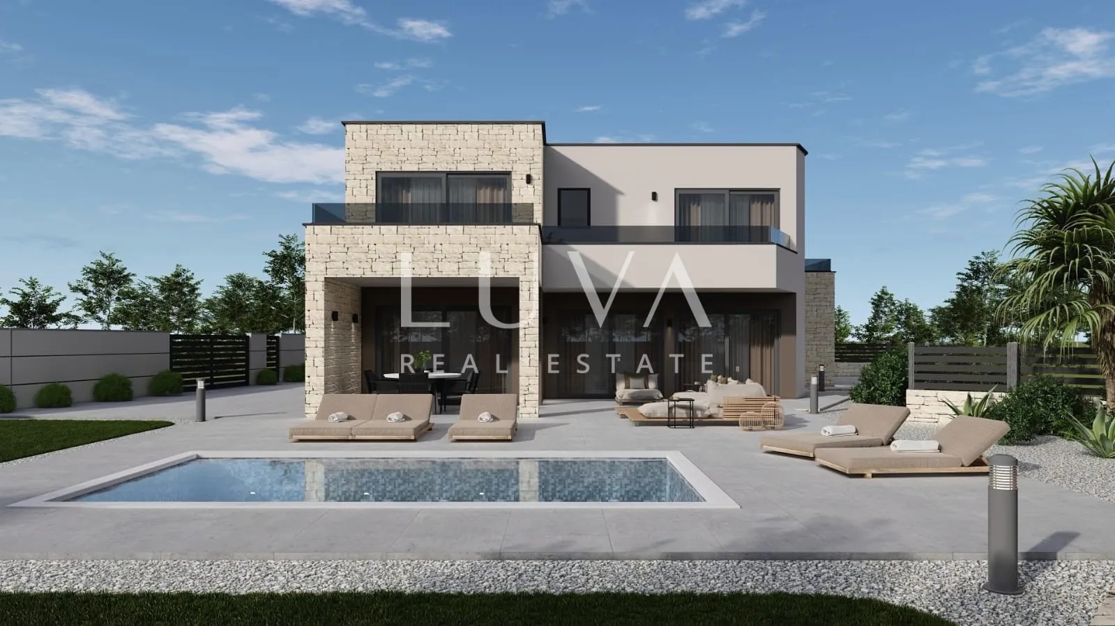 Istra, Tinjan, moderna vila s bazenom u izgradnji, 235 m2