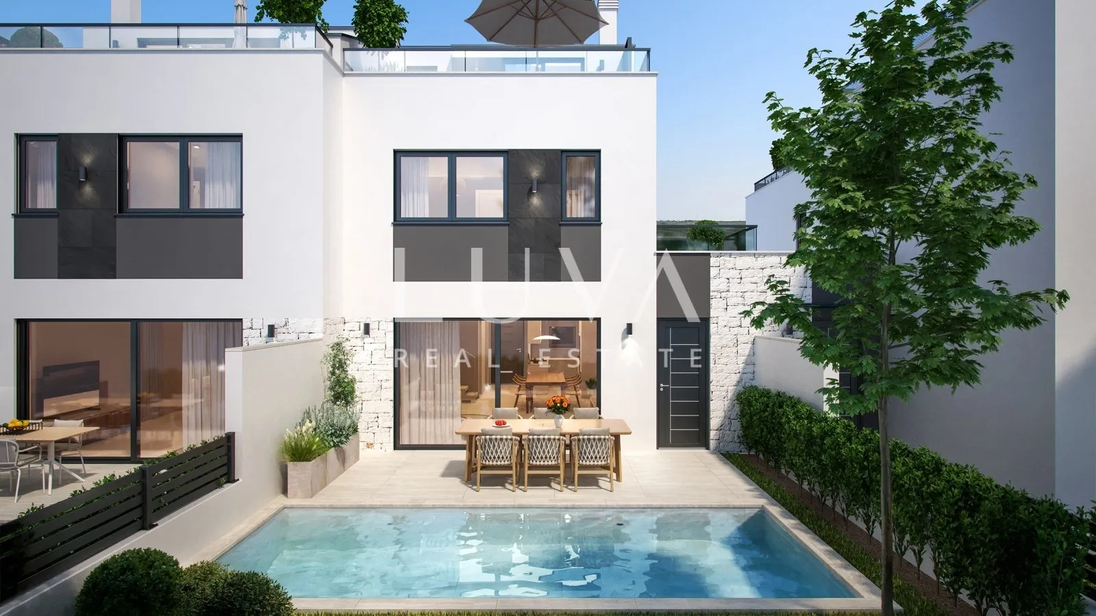 Istria, Poreč, Modern Terraced House with Pool, 122.27 m²