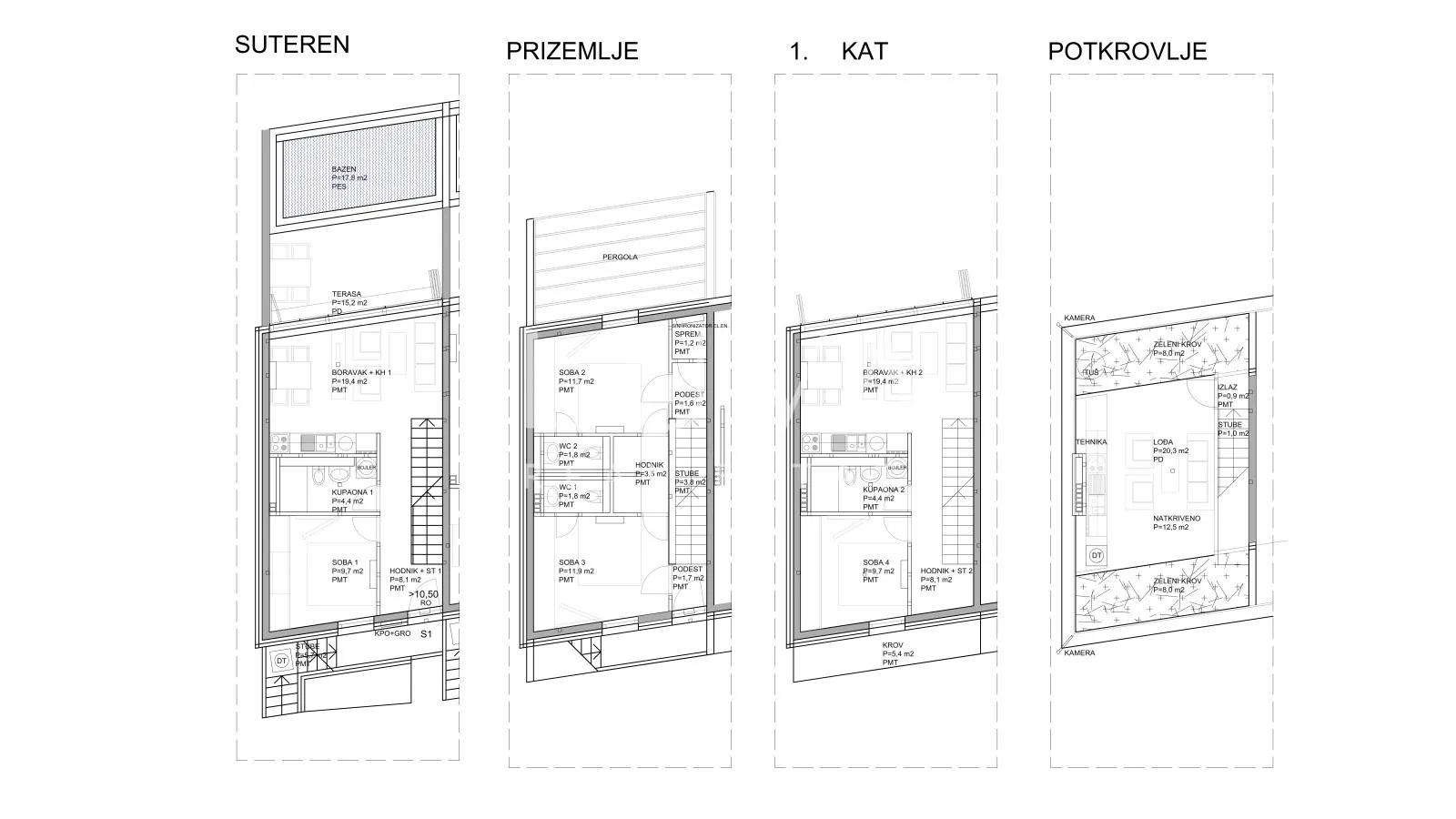 Pag, Šimuni, kuća u nizu 155,36m2 NKP, novogradnja na prodaju