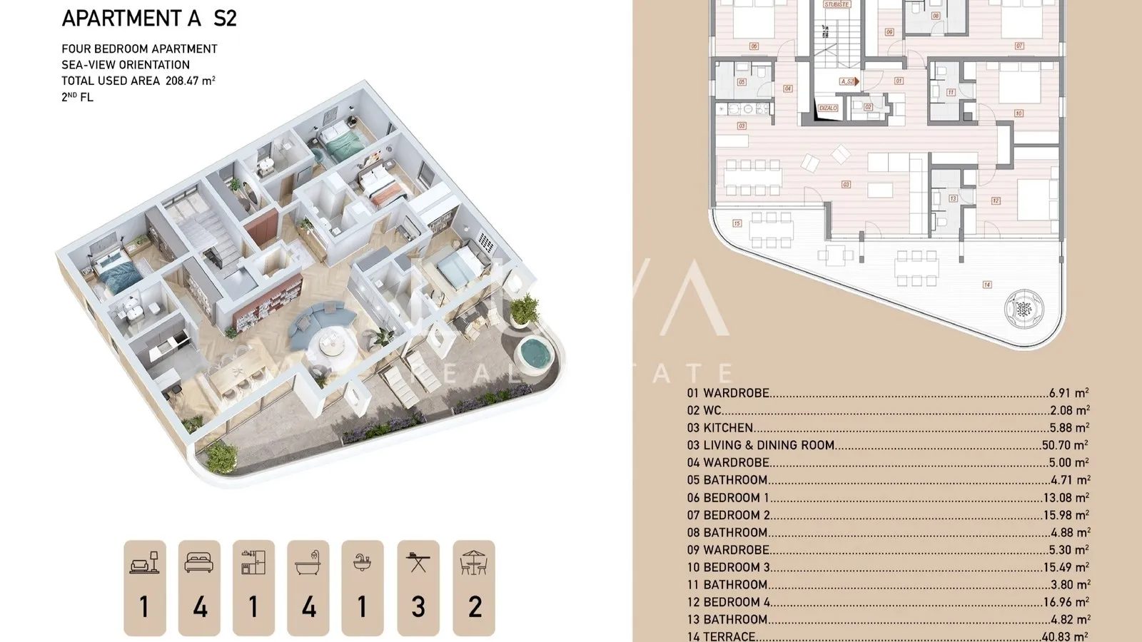 Opatija, luksuzan penthouse s pogledom, zgrada A stan S2, prodaja